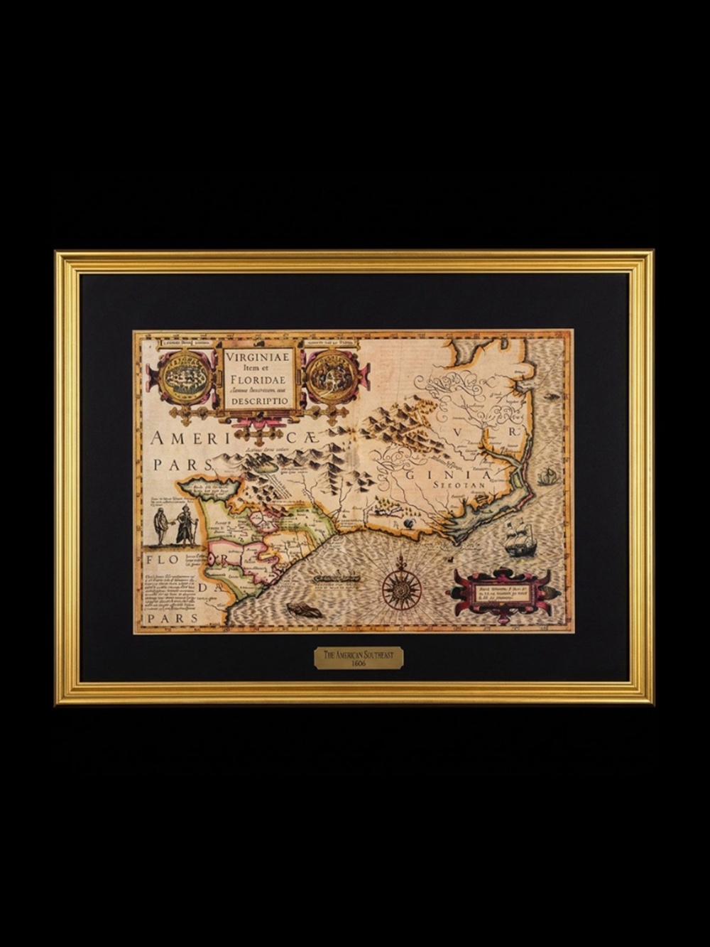 1606 Virginia & East Coast Colonial Wall Map – Framed Art Print